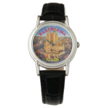 Montre en cuir noir de Barcelone