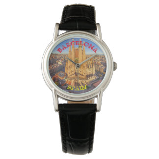 Montre en cuir noir de Barcelone