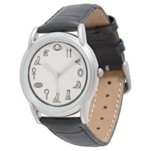 Montre en cuir Pyramides et symboles de l'Égypte a