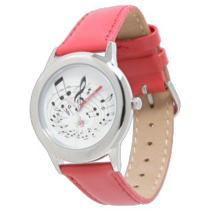 MONTRE EN CUIR ROUGE DE MÉLOMANES POUR DES FILLES