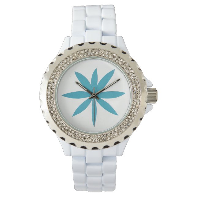 Montre en émail blanc avec conception Starburst (devant)