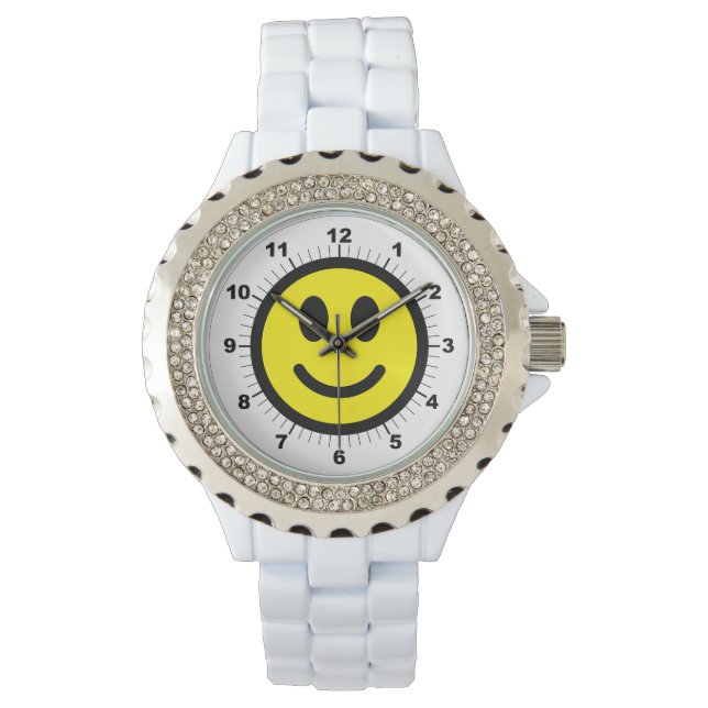 Montre en émail blanc en pierre blanche pour femme (devant)