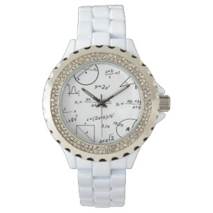 Montre en émail blanc en strass féminin Whiteboard