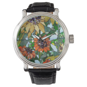Montre en mosaïque de tournesol par Willowcatdesig