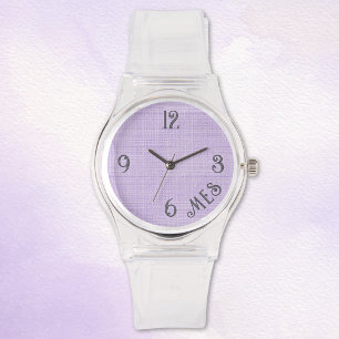 Montre en silicone clair lavande monogramme femme