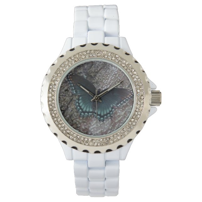 Montre en strass féminin avec papillon (devant)