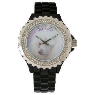 Montre en strass féminin chien de caniche