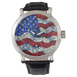 Montre en verre à drapeau américain