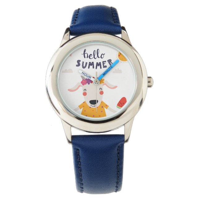 Montre Enfant Hello Summer Lunette Chiffres  Bleus (devant)