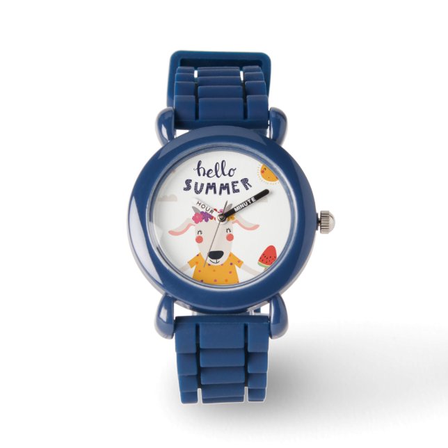 Montre Enfant Hello Summer Lunette Chiffres  Noirs (Recto)
