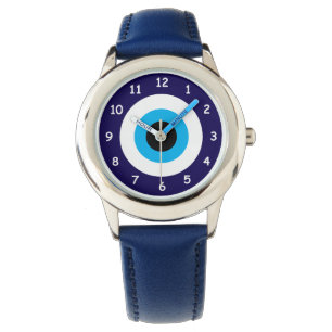 Montre enfant symbole de l'œil mauvais bleu chance