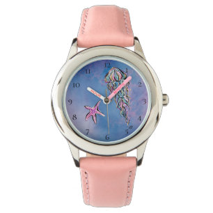 Montre *~* Enfants Aquarelle Plage Mer Jelly Poisson étoi