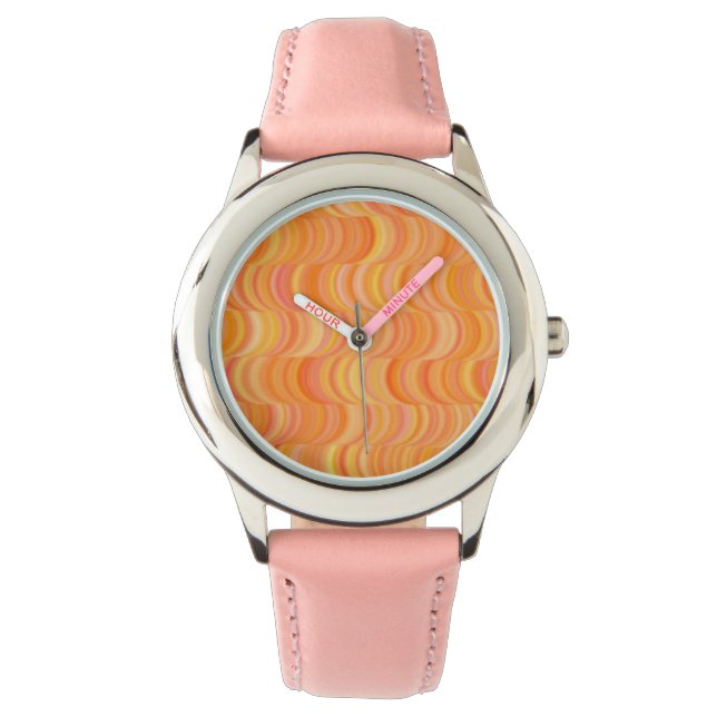 Montre - Enfants - Courbes orange chaudes (devant)