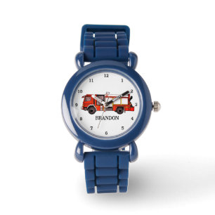 Montre Enfants Garçons Moteur d'incendie Pompier Nom du c