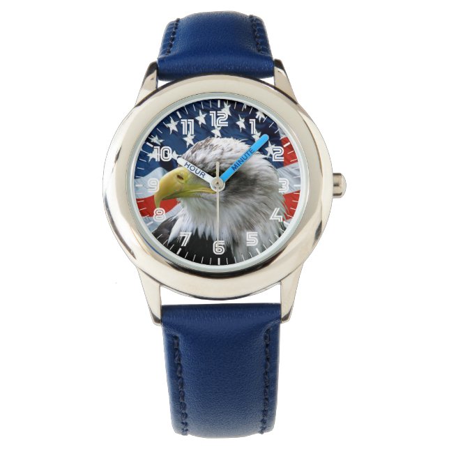 Montre Enfants Patriotique Bald Eagle American Flag Watch (devant)