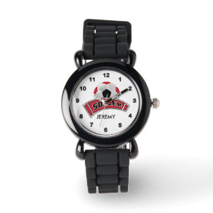 Montre Enfants Personnalisé Dark Red Soccer
