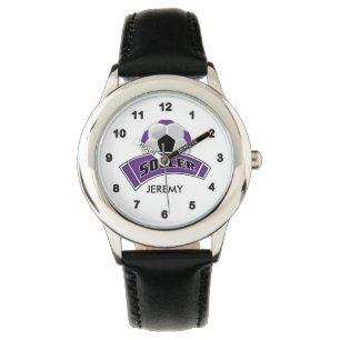 Montre Enfants Personnalisé Violet Soccer