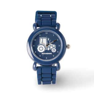 Montre Enfants Tractor Garçons Bleu Nom personnalisé