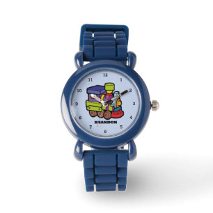 Montre Enfants Train Boys Blue Custom Name