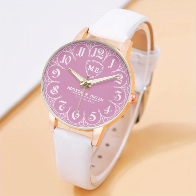 Montre Engraved Monogram Couple Minimal Anniversary  pink (Créateur téléchargé)