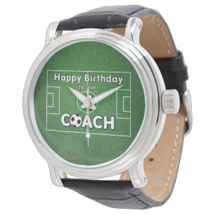 Montre Entraîneur de football Anniversaire avec terrain