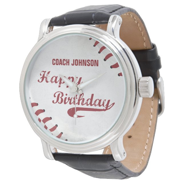 Montre Entraîneur Joyeux Anniversaire Grand Grunge Baseba (Incliné)