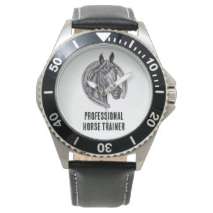 Montre Entraîneur Professionnel Cheval Noir Blanc Sketch 