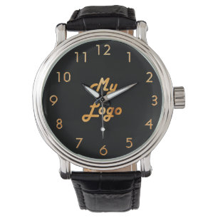Montre Entreprise d'image de logo en or noir
