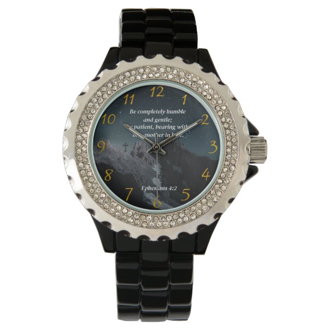 Montre Éphésiens 4:2 Prière de foi chrétienne (devant)