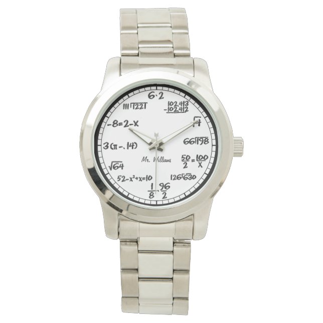 Montre Equations mathématiques blanches - Surveillance pe (devant)