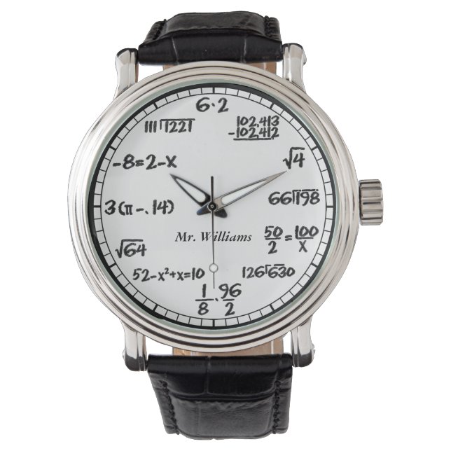 Montre Equations mathématiques blanches - Surveillance pe (devant)