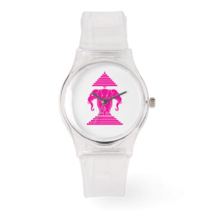 Montre Erawan rose trois éléphant en tête Lao / Laos Drap