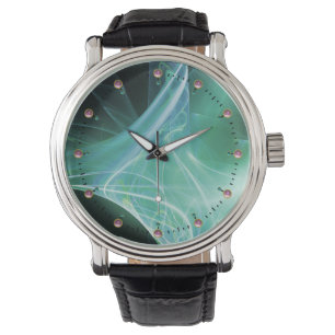 MONTRE ESCALIERS FRACTAUX EN TURQUOISE VERT BLEU TURQUOIS