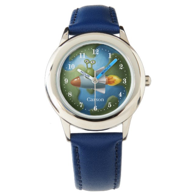 Montre Espace cool alien amoureux ajouter un nom (devant)