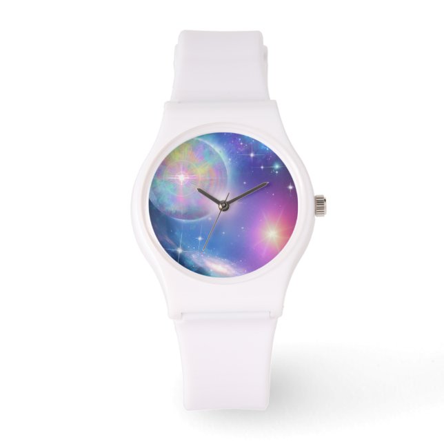 Montre espace galaxie nébuleuse pastel (Recto)