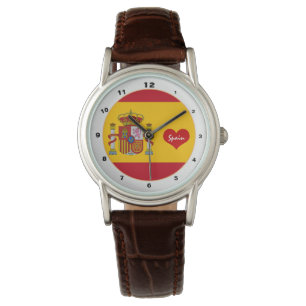 Montre Espagne patriotique, Coeur rouge, Drapeau e