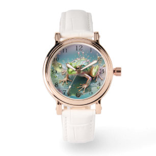 Montre "Essence d'émeraude : Grenouille verte en art frac