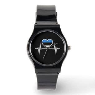 Montre Estonie Battement de coeur Drapeau de l'Estonie
