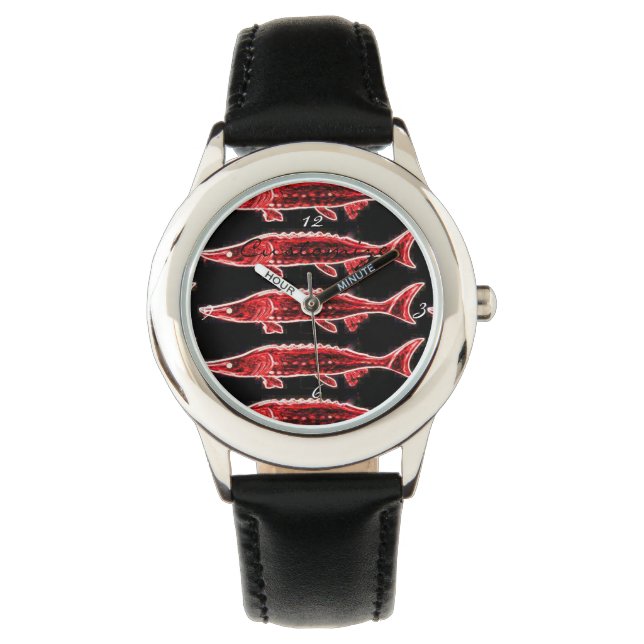Montre esturgeons rouges Thunder_Cove noir (devant)