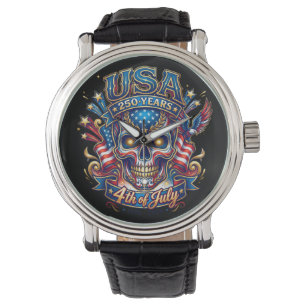 Montre États-Unis 250 Ans Crâne Patriotique 4 Juillet