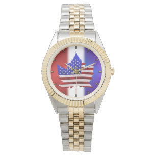 Montre États-Unis / Canada Watch Canadian USA Flag Wrist 