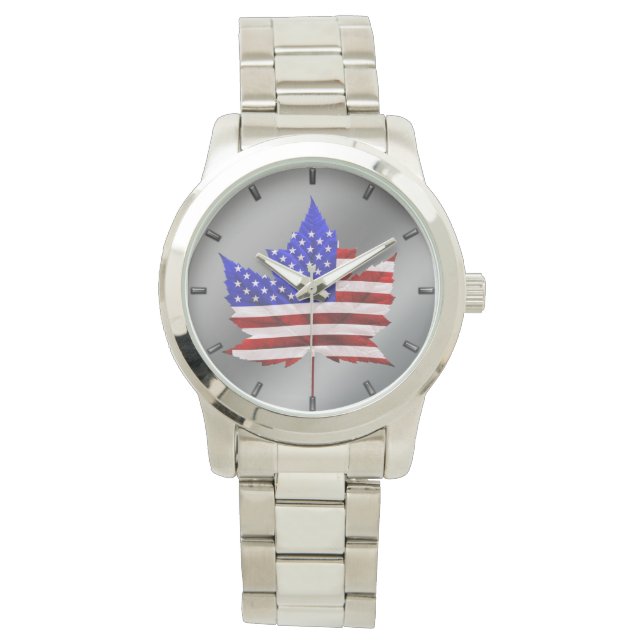 Montre États-Unis / Canada Watch Canadian USA Flag Wrist  (devant)