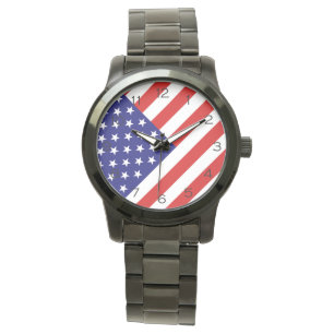 Montre États-Unis Drapeau noir Nombres femmes cn