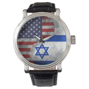 Montre Etats-Unis et Israël double drapeau Yin Yang Maria