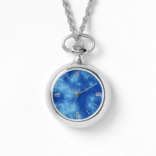 Montre Étincelles de cristaux de glace - bleu cobalt