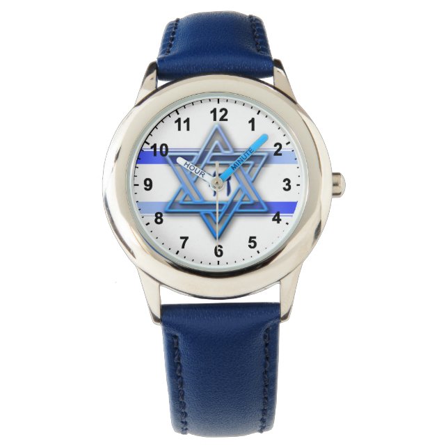 Montre Étoile juive hébraïque Chai de David (devant)