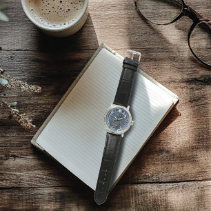 Montre Étoiles Bleu de la phase de la lune de corbeau