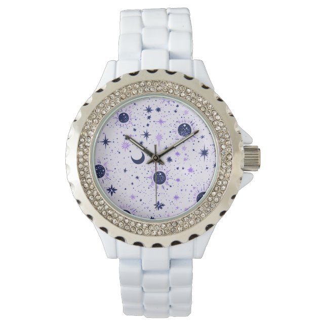 Montre Étoiles célestes noires et violettes (devant)