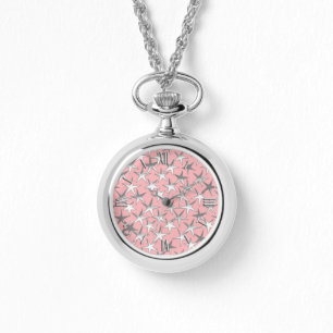Montre Étoiles d'argent, sur rose coquille