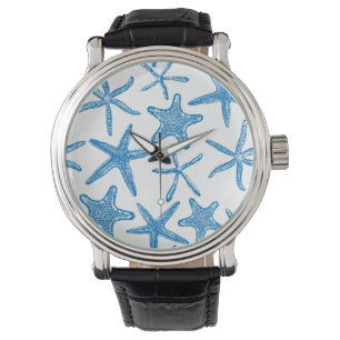 Montre étoiles de mer en bleu
